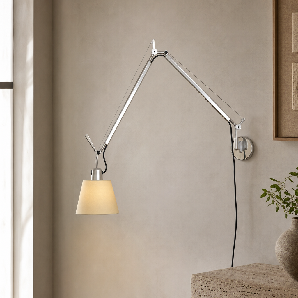 
Bauhaus Adjustable Parchment Swing Arm Wall Light