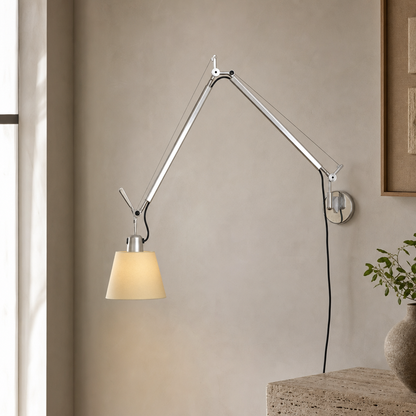 Bauhaus Adjustable Parchment Swing Arm Wall Light