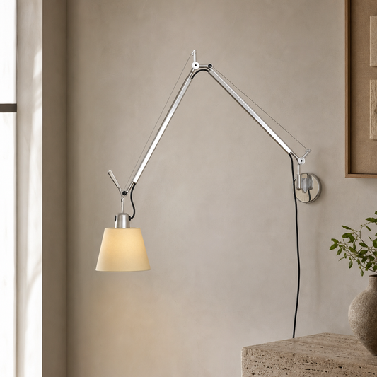 
Bauhaus Adjustable Parchment Swing Arm Wall Light