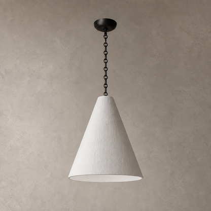 Hand-Textured Plaster Cone Pendant Light