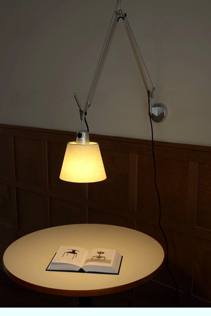 Bauhaus Adjustable Parchment Swing Arm Wall Light