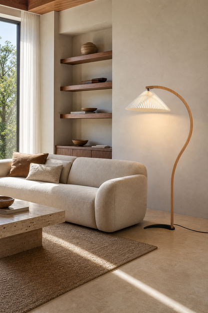 Sculptural Wood Floor Lamp
