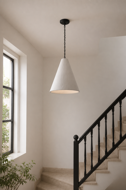 
Hand-Textured Plaster Cone Pendant Light