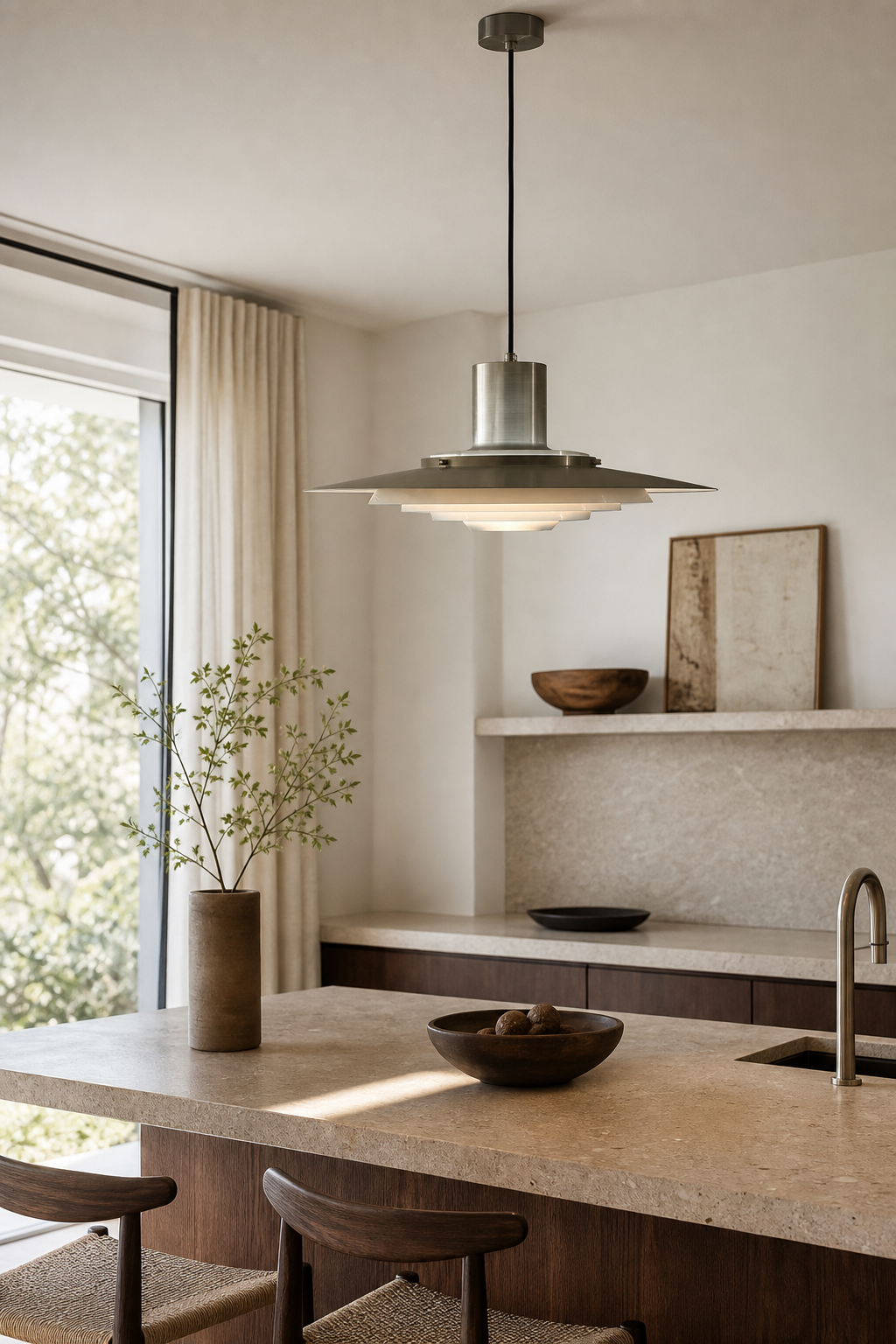 
Layered Brushed Metal Pendant Light