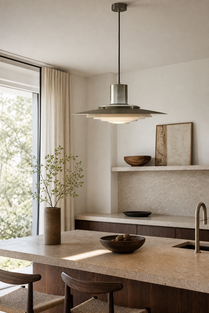 Layered Brushed Metal Pendant Light