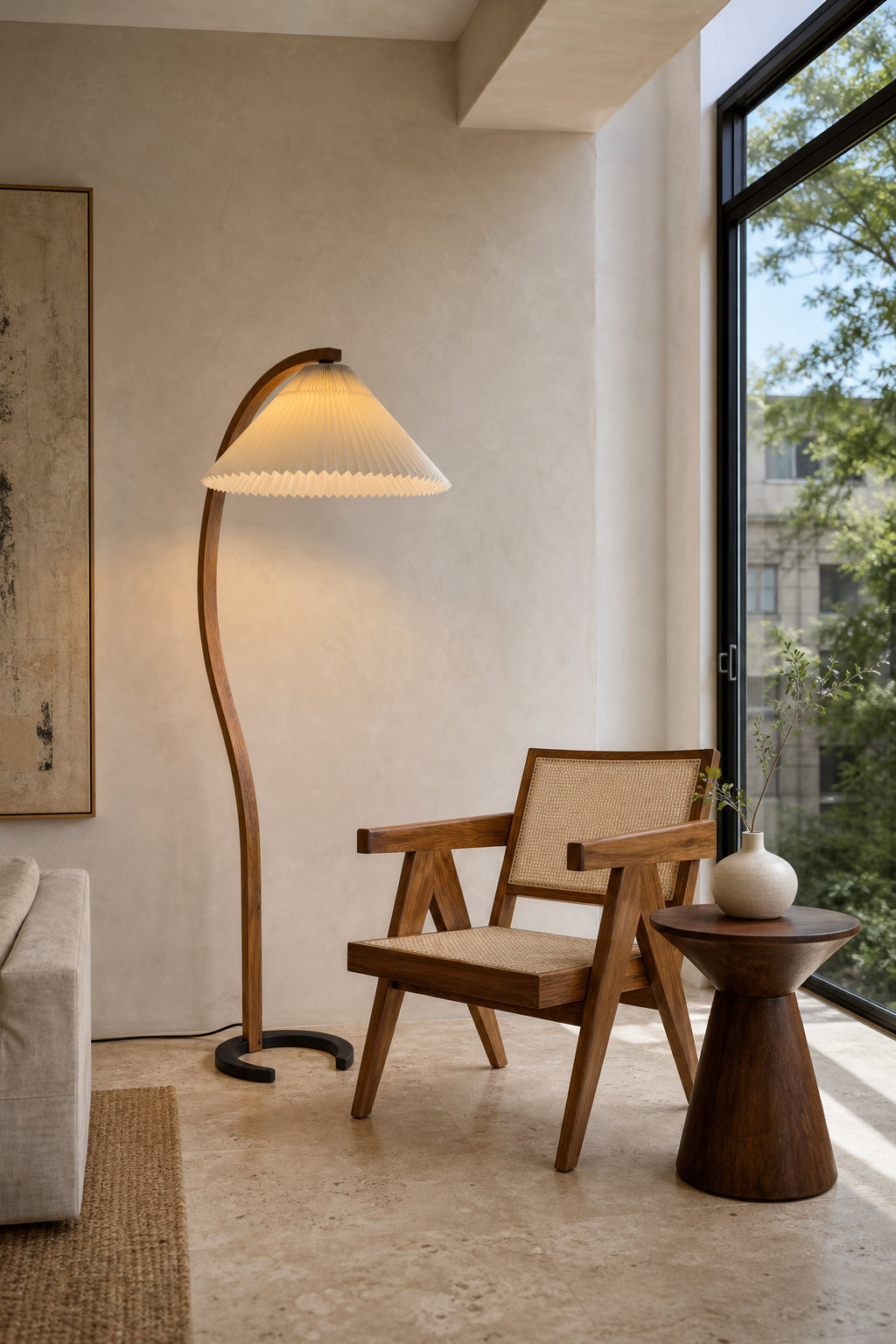 
Sculptural Wood Floor Lamp