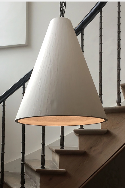 Hand-Textured Plaster Cone Pendant Light