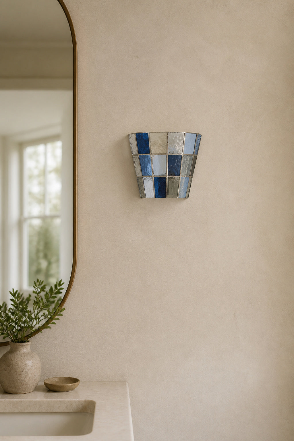 
Mosaic Glow Textured Glass Flush-Mount Wall Sconce