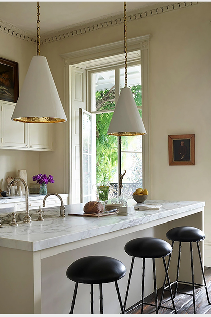 Hand-Textured Plaster Cone Pendant Light