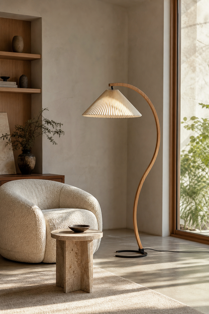 Sculptural Wood Floor Lamp