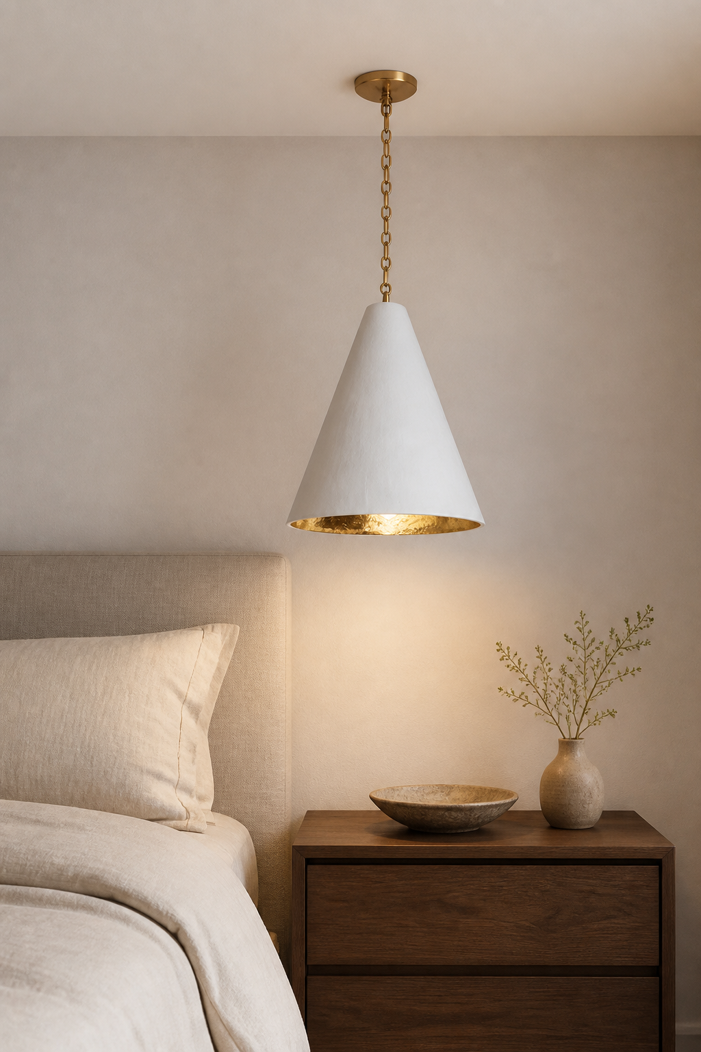 
Hand-Textured Plaster Cone Pendant Light