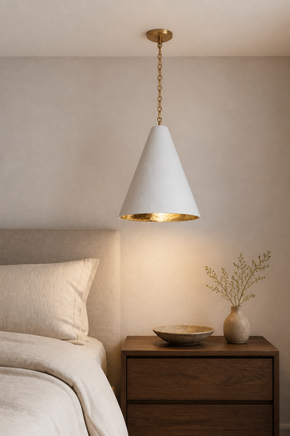 Hand-Textured Plaster Cone Pendant Light