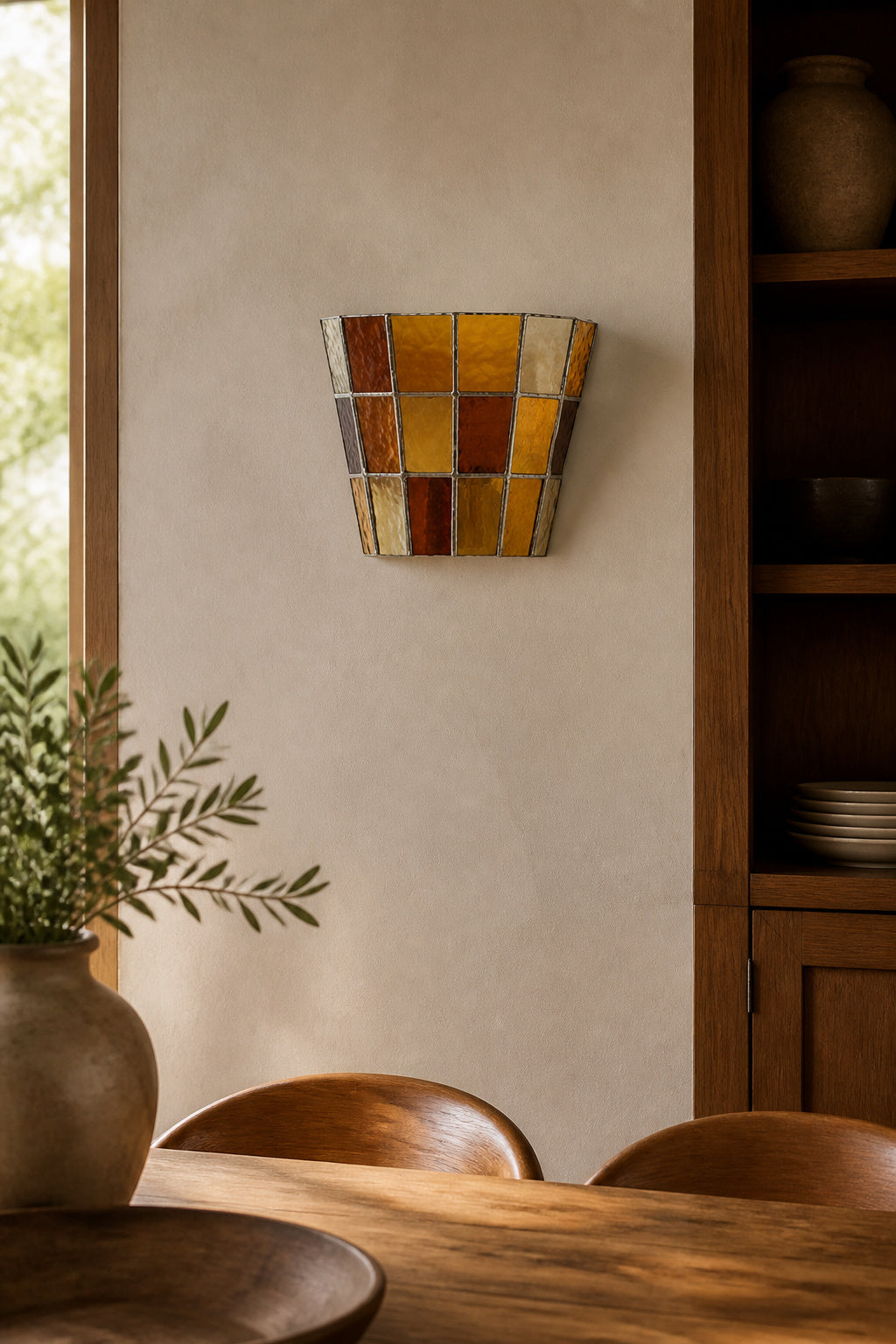 
Mosaic Glow Textured Glass Flush-Mount Wall Sconce