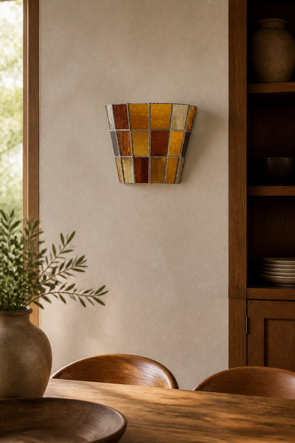Mosaic Glow Textured Glass Flush-Mount Wall Sconce