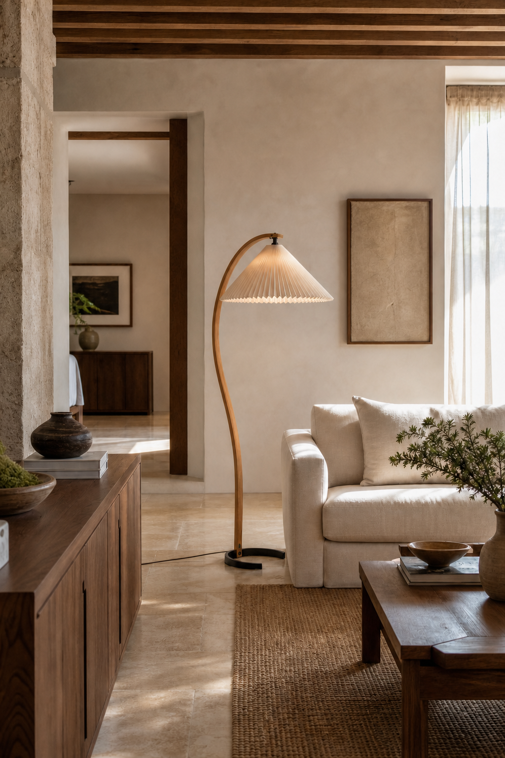 
Sculptural Wood Floor Lamp