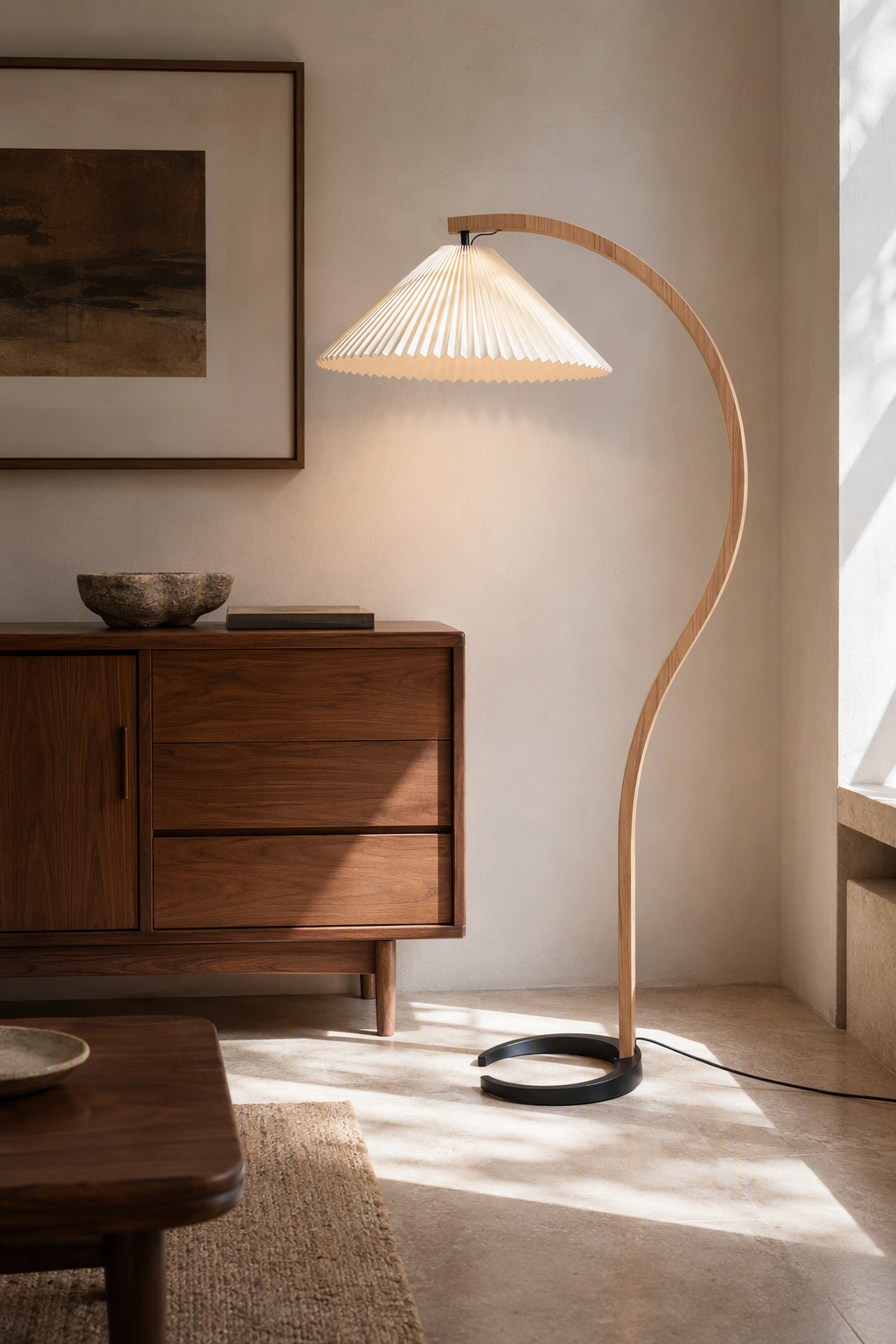 
Sculptural Wood Floor Lamp