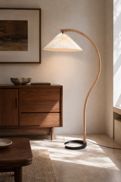 Sculptural Wood Floor Lamp