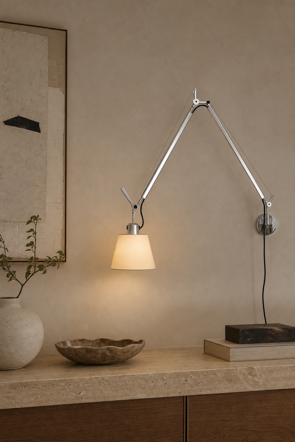 
Bauhaus Adjustable Parchment Swing Arm Wall Light