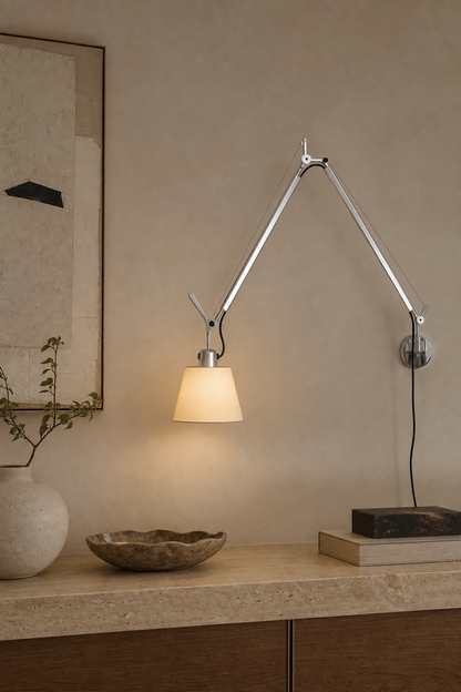 Bauhaus Adjustable Parchment Swing Arm Wall Light