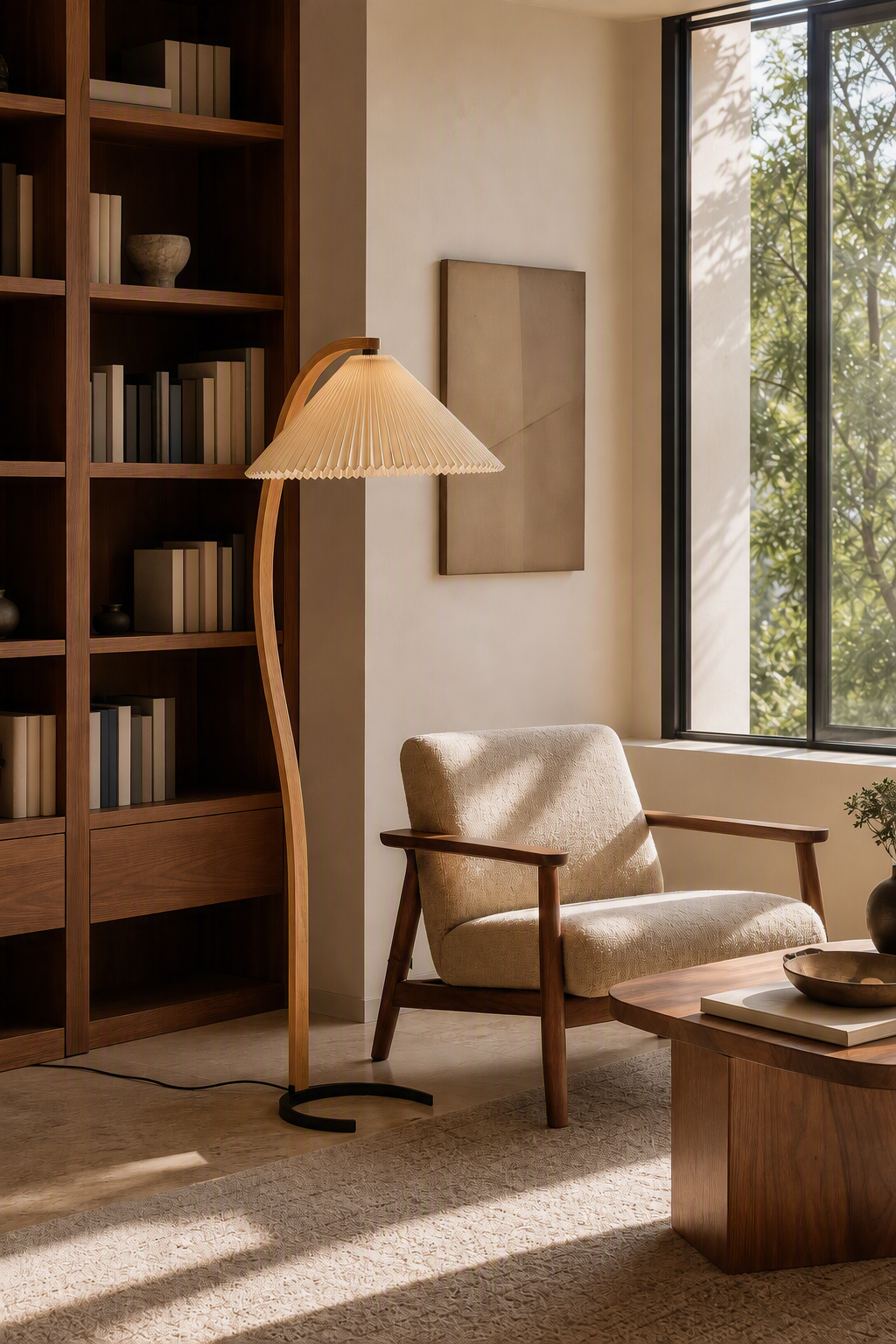 
Sculptural Wood Floor Lamp