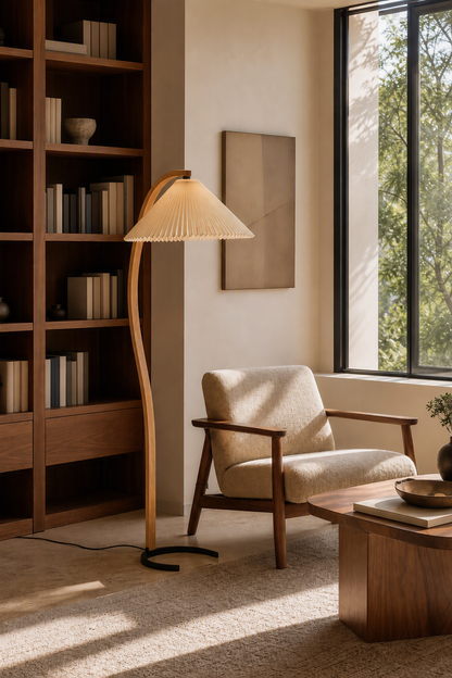Sculptural Wood Floor Lamp