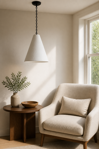 Hand-Textured Plaster Cone Pendant Light