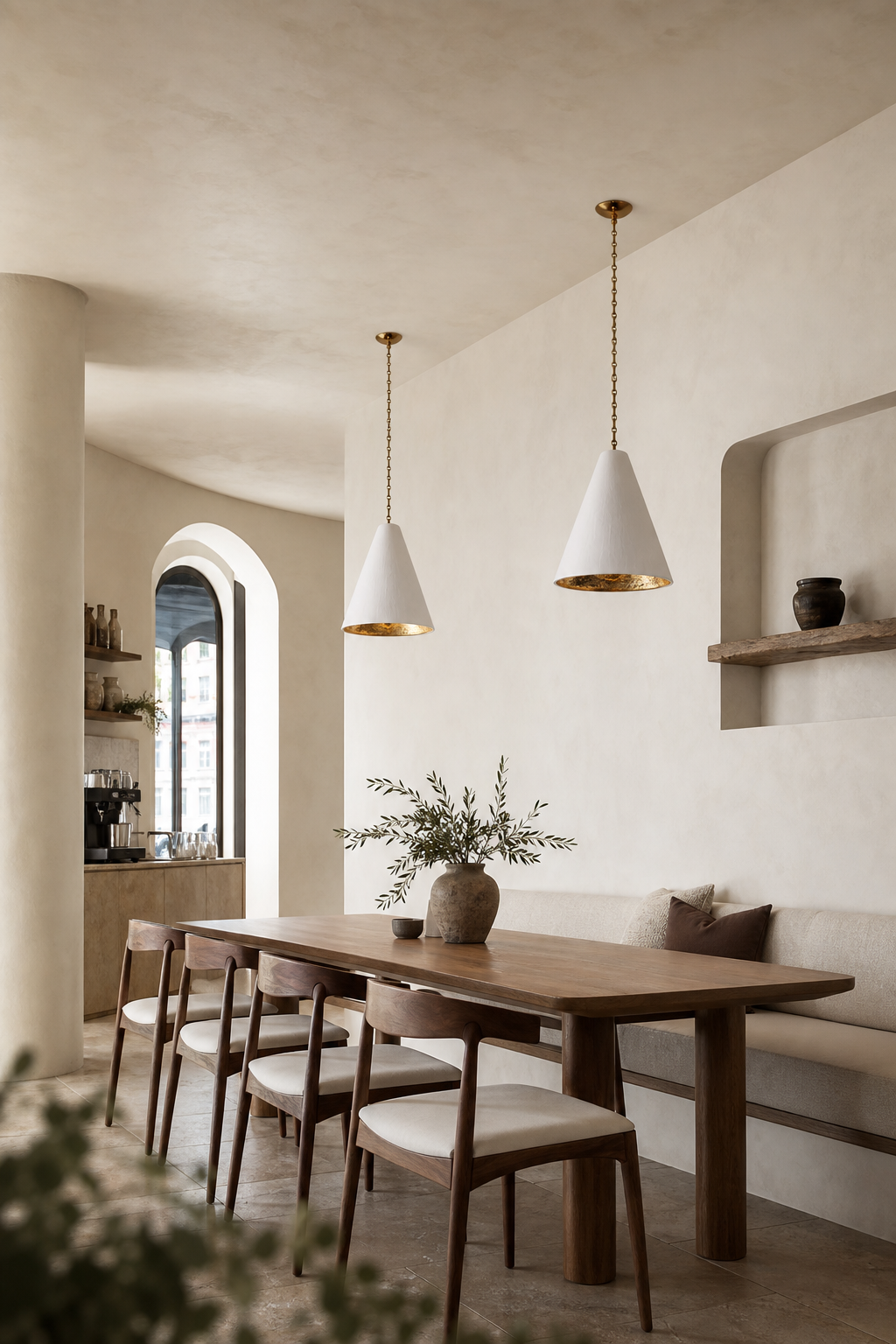 
Hand-Textured Plaster Cone Pendant Light