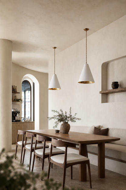 Hand-Textured Plaster Cone Pendant Light