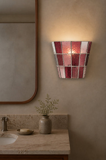Mosaic Glow Textured Glass Flush-Mount Wall Sconce