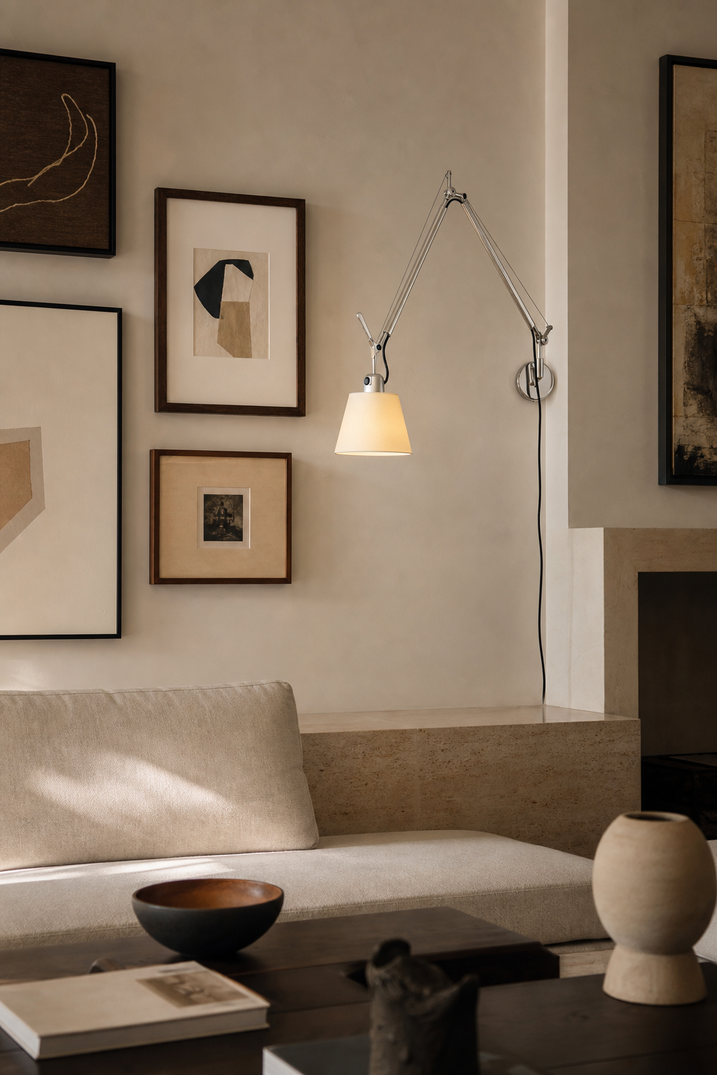 
Bauhaus Adjustable Parchment Swing Arm Wall Light