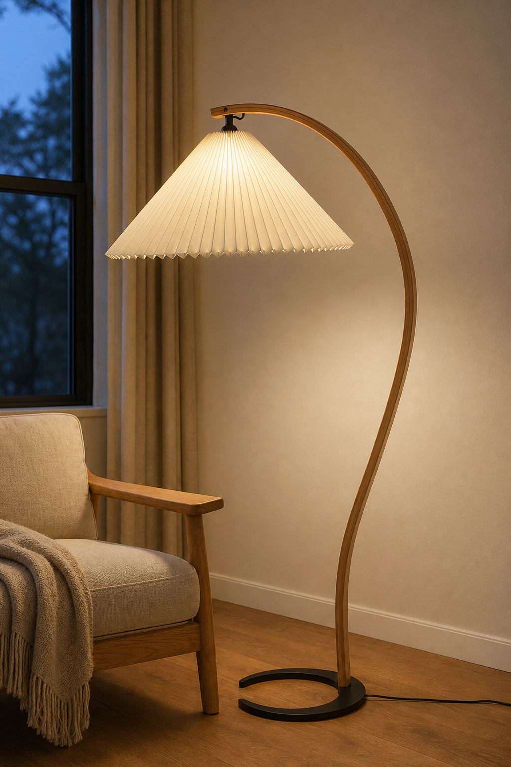 
Sculptural Wood Floor Lamp