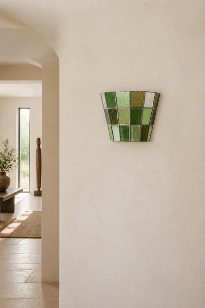 Mosaic Glow Textured Glass Flush-Mount Wall Sconce