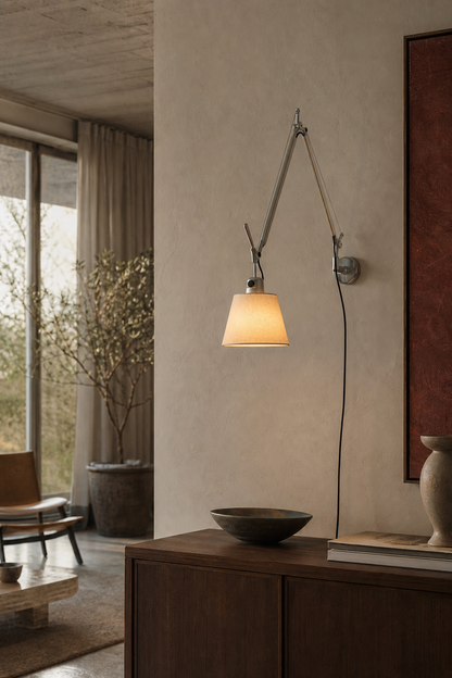 Bauhaus Adjustable Parchment Swing Arm Wall Light