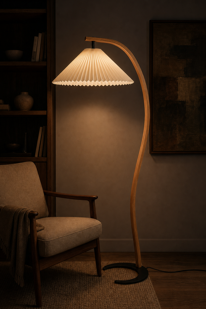 Sculptural Wood Floor Lamp