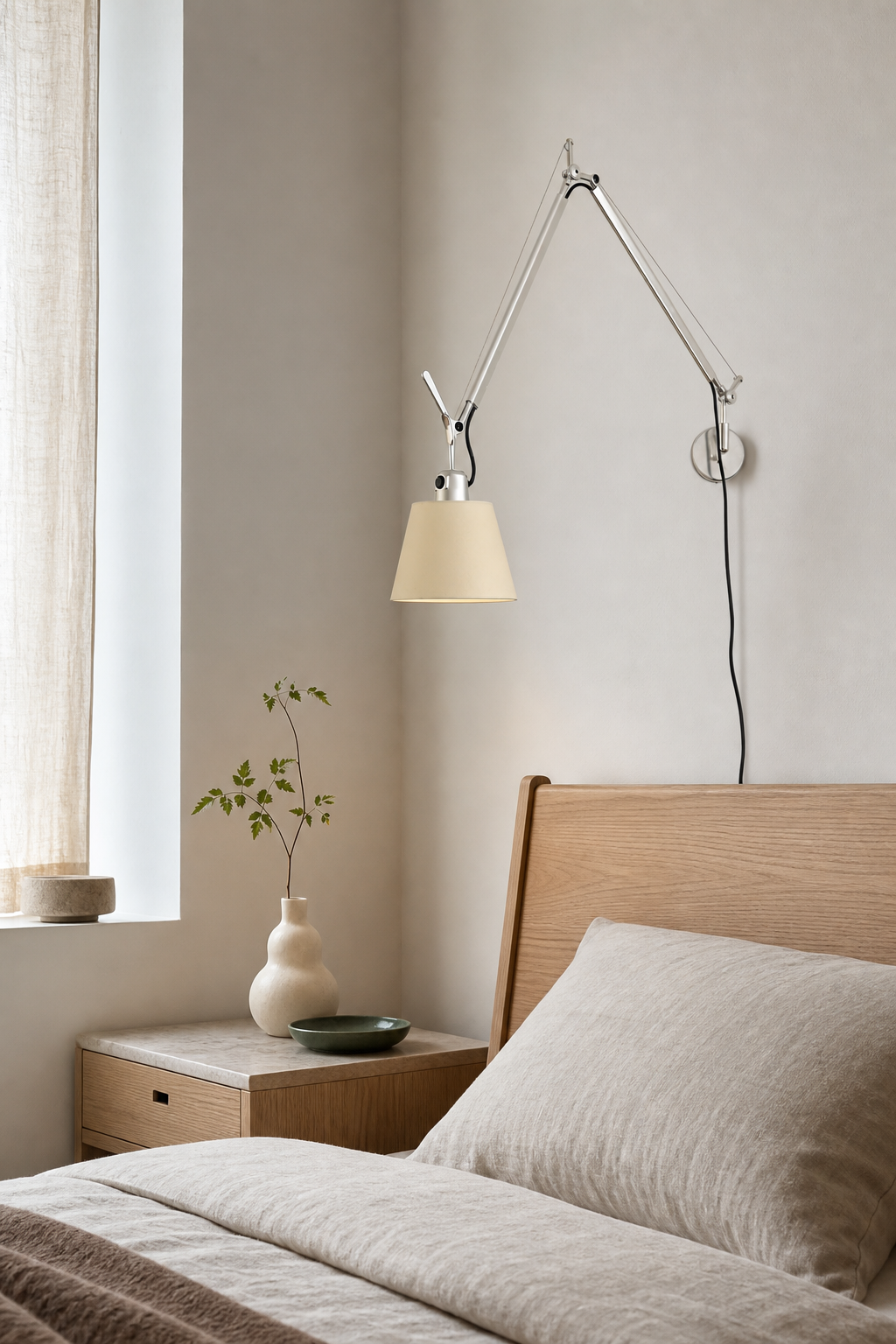 
Bauhaus Adjustable Parchment Swing Arm Wall Light