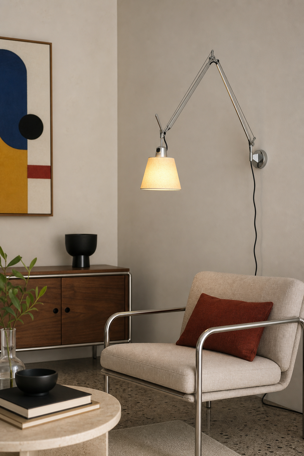 
Bauhaus Adjustable Parchment Swing Arm Wall Light