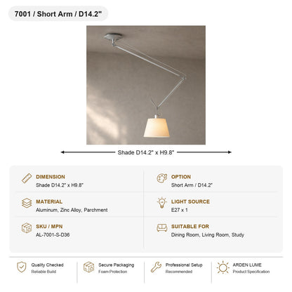 Bauhaus Adjustable Swing Arm Pendant Light SKU AL-7001-S-D36