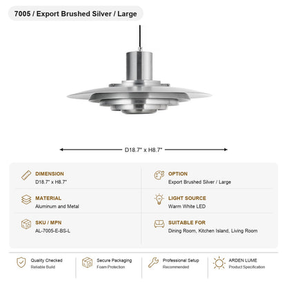 Layered Brushed Metal Pendant Light SKU AL-7005-E-BS-L