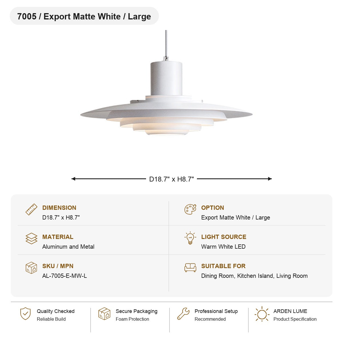 
Layered Brushed Metal Pendant Light SKU AL-7005-E-MW-L