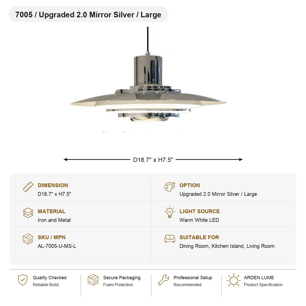 
Layered Brushed Metal Pendant Light SKU AL-7005-U-MS-L