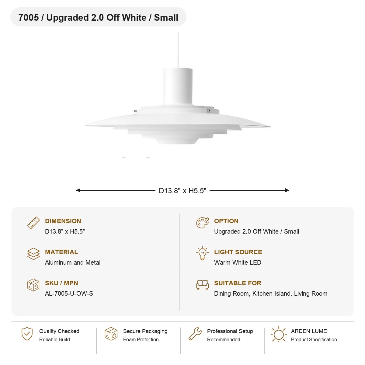 
Layered Brushed Metal Pendant Light SKU AL-7005-U-OW-S