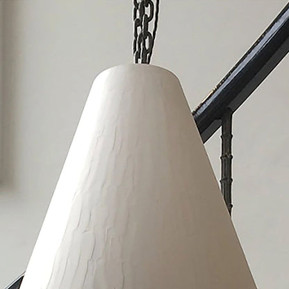 Hand-Textured Plaster Cone Pendant Light