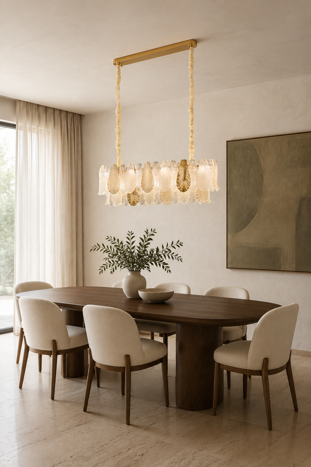 
Velipetal Ceramic and Glass Linear Chandelier