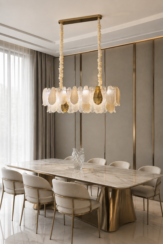 
Velipetal Ceramic and Glass Linear Chandelier