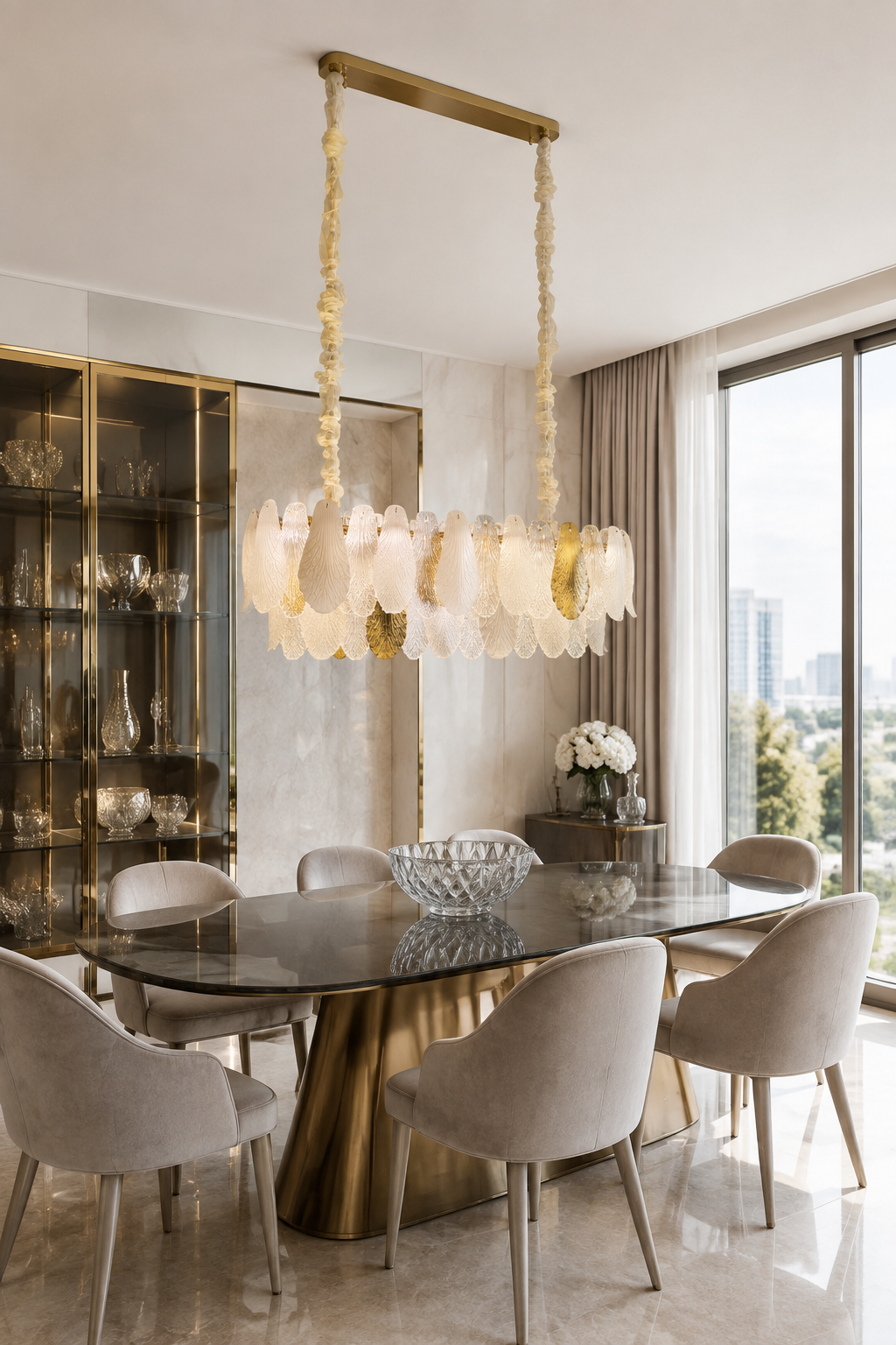 
Velipetal Ceramic and Glass Linear Chandelier